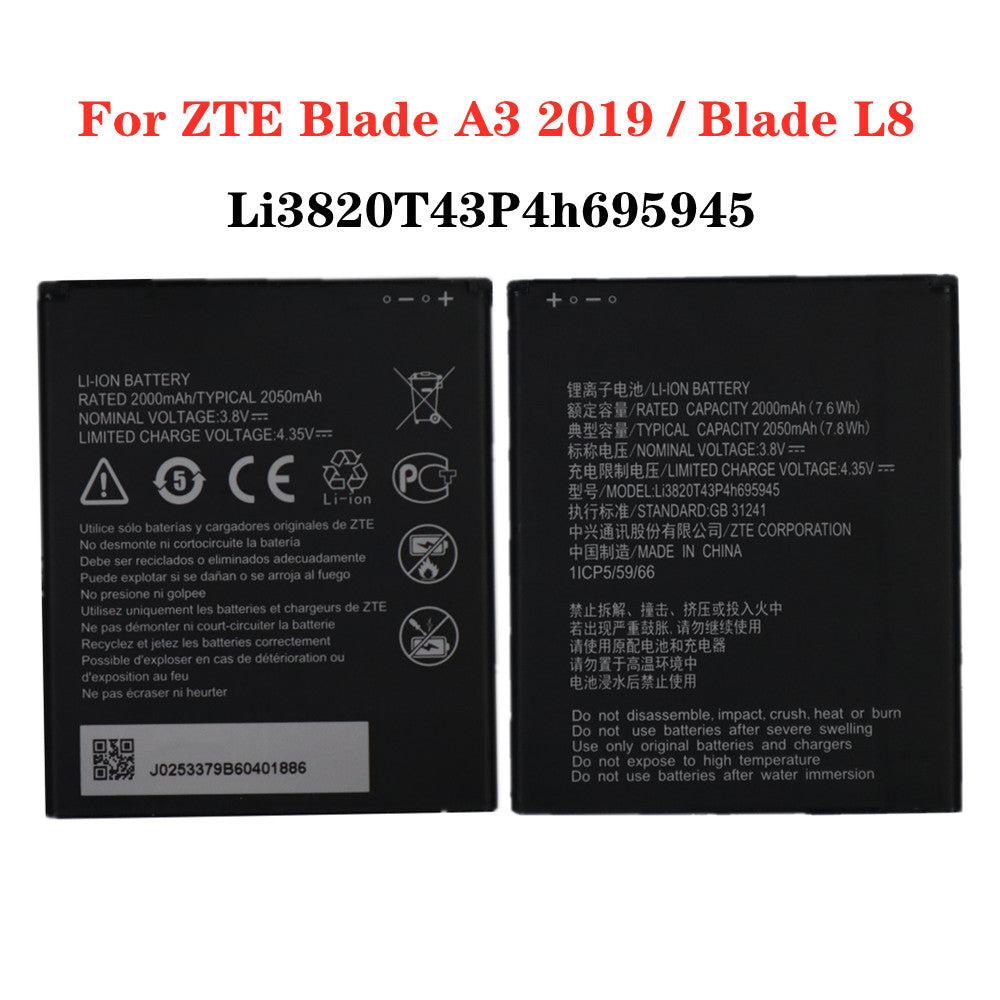 Batterie de remplacement pour lame ZTE A3L / A3 Lite / A3 2019, Li3820T43P4h695945