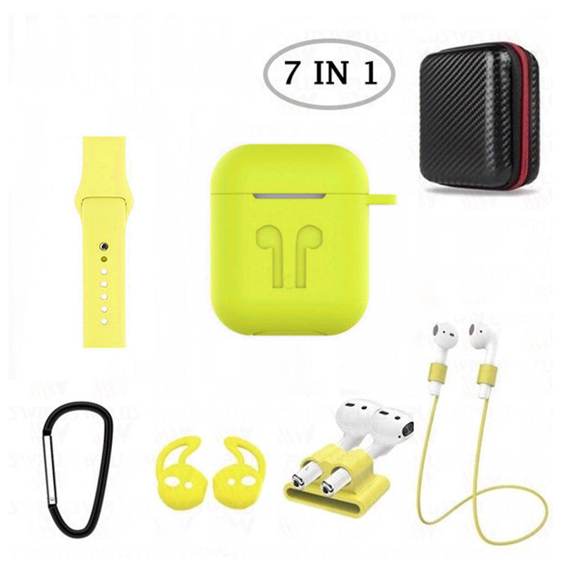 7 in 1 Silicone Case with Silicone Watch Band for AirPods 1 2 (1st 2nd Gen.)