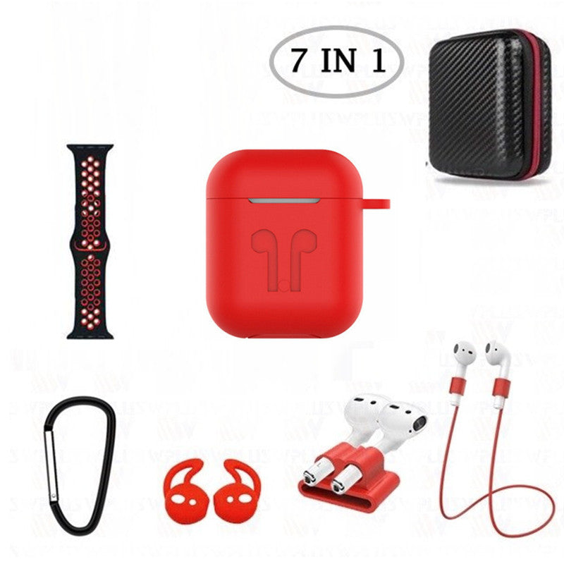 7 in 1 Silicone Case with Nike Sport Style Watch Band for AirPods 1 2 (1st 2nd Gen.)