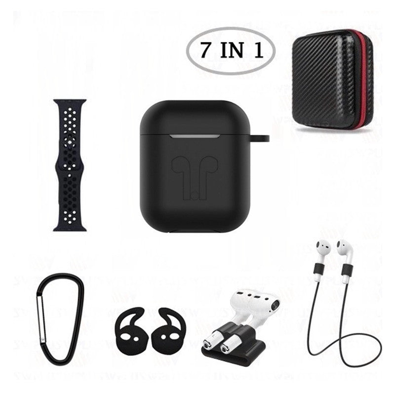 Étui en silicone 7 en 1 avec bracelet de montre Nike Sport Style pour AirPods 1 2 (1ère 2ème génération) 