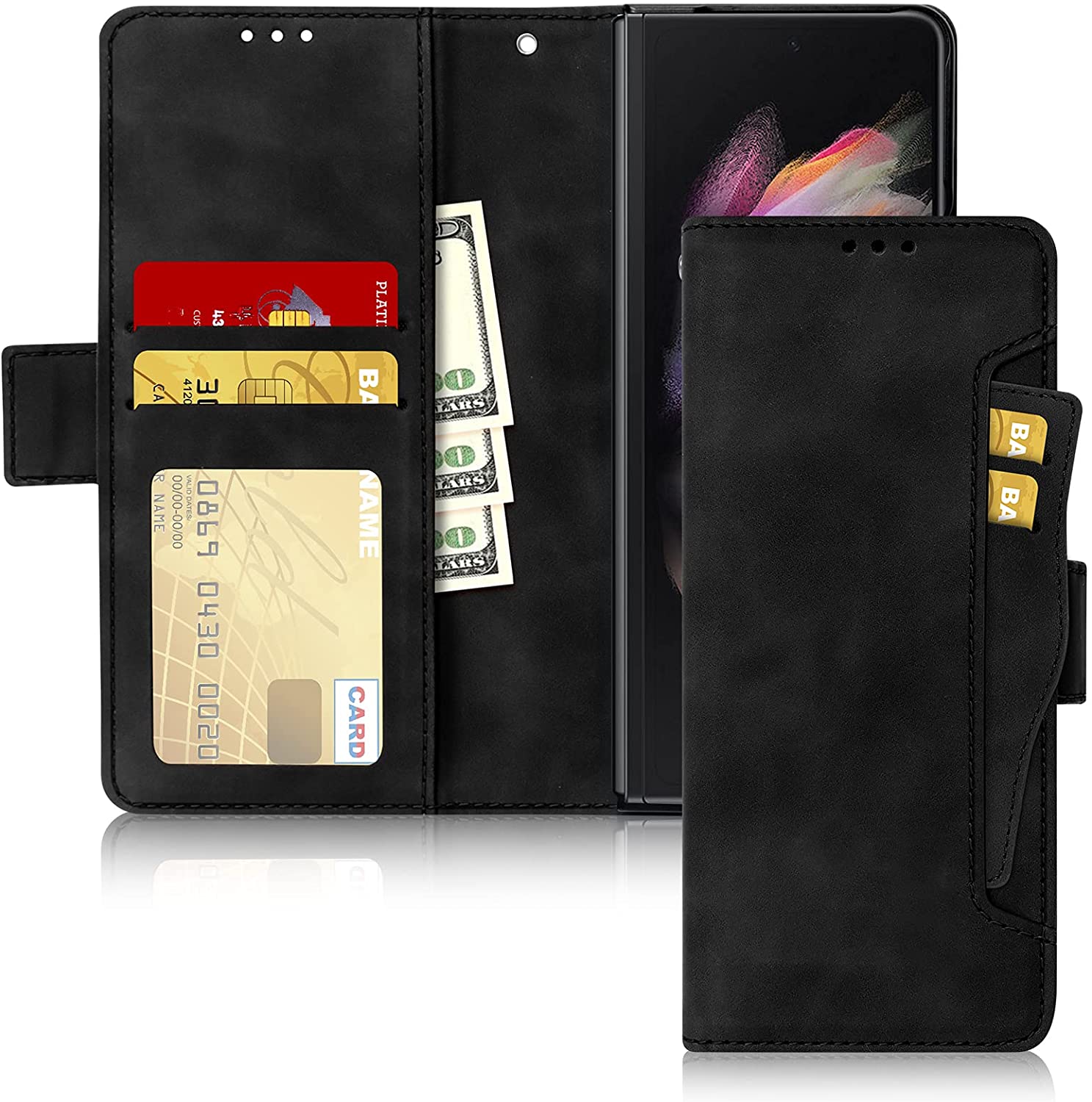 Leather Folio Wallet Case for Samsung Galaxy Z Fold 4 5G