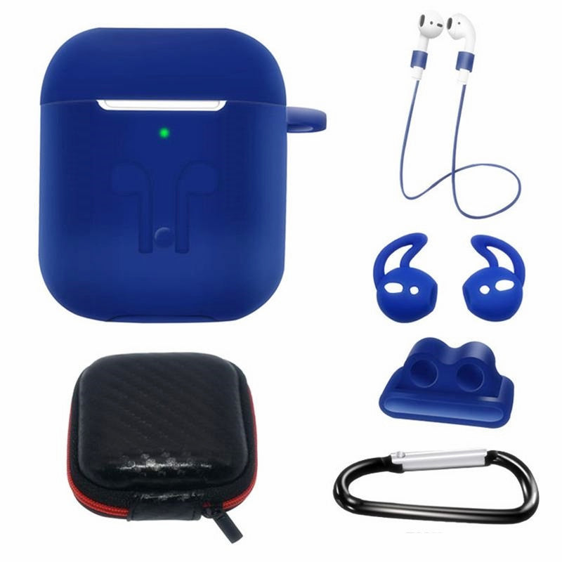 6 in 1 Silicone Case with Ear Hook Grips Straps Clips Tips Grips for AirPods 1 2 (1st 2nd Gen.)