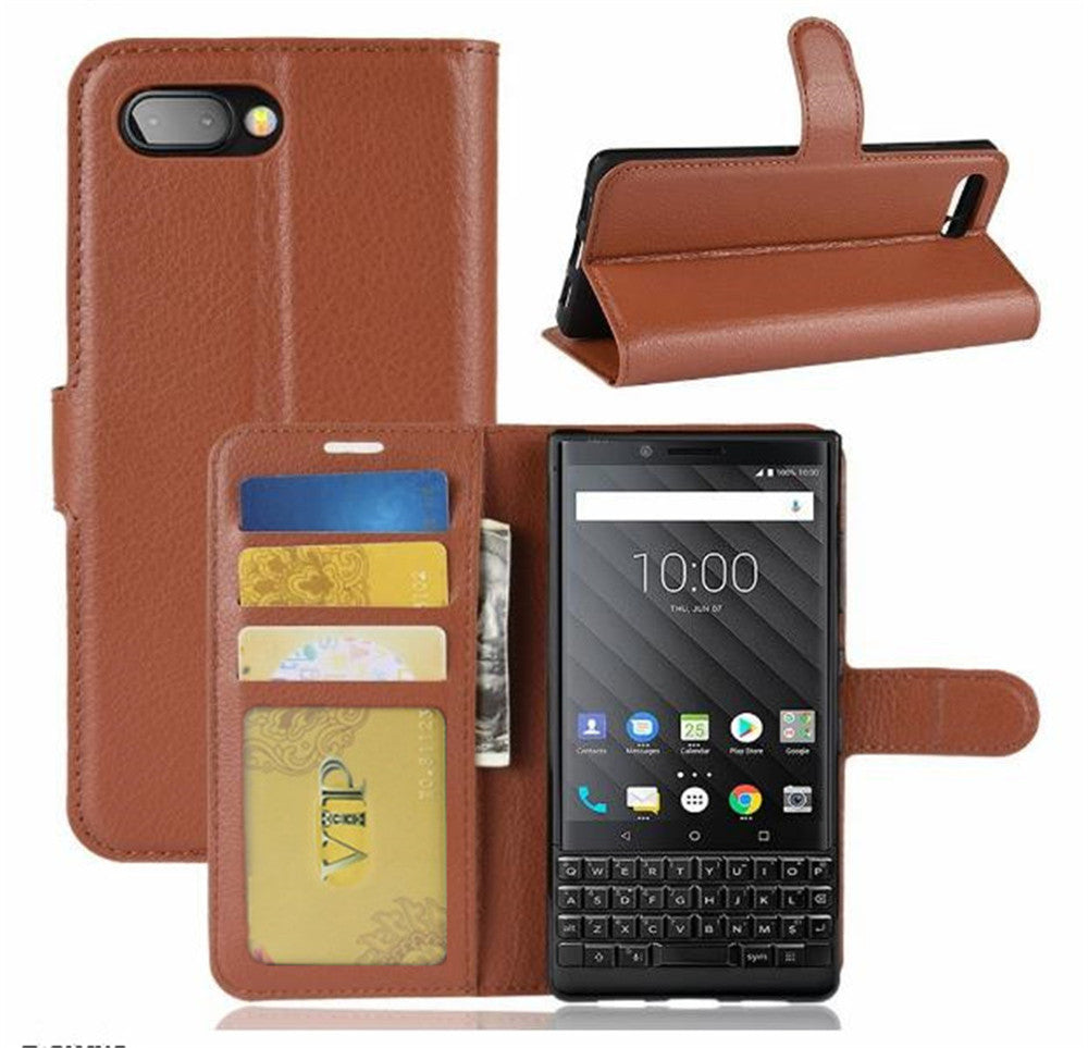 Leather Folio Wallet Case for Blackberry Key2 KeyTwo