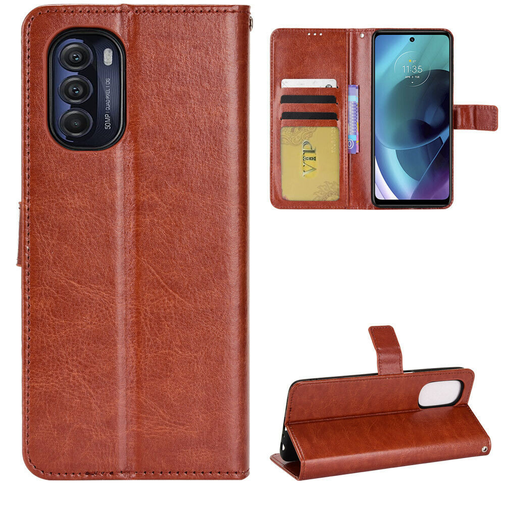 Leather Folio Wallet Case for Motorola Moto Edge (2022)