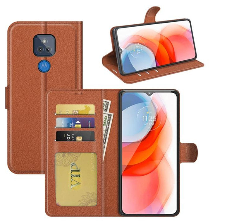 Étui portefeuille Folio en cuir pour Motorola Moto G Play (2021)