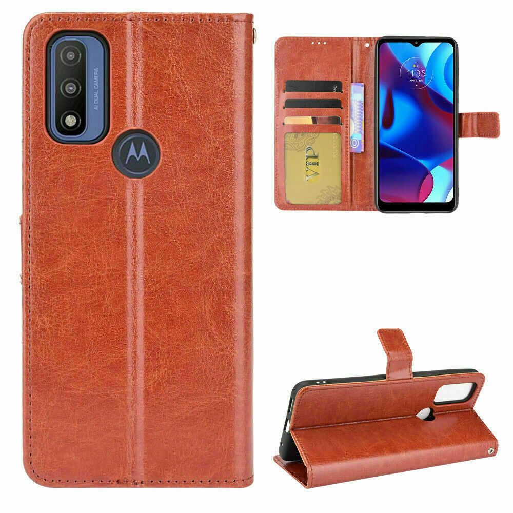 Leather Folio Wallet Case for Motorola Moto G Pure (2021)