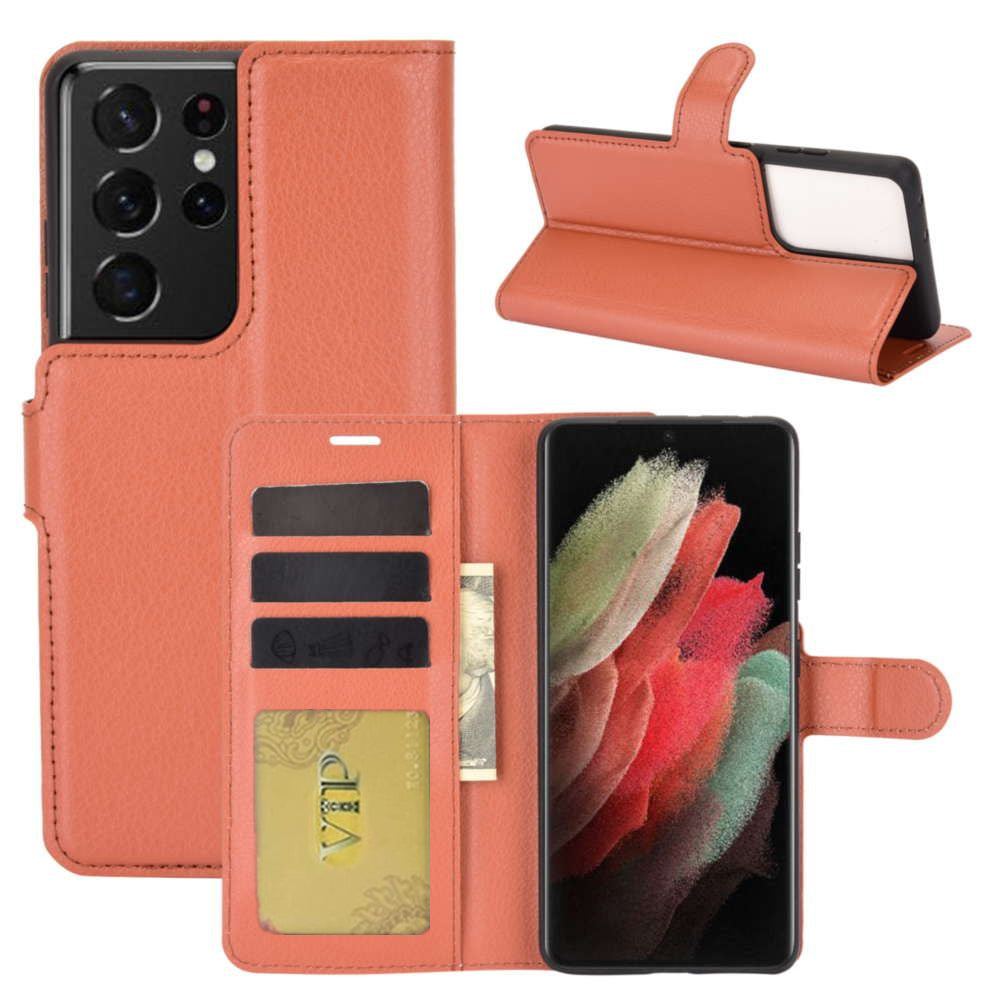 Leather Folio Wallet Case for Samsung Galaxy S21 Ultra