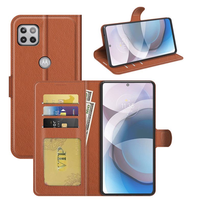 Leather Folio Wallet Case for Motorola Moto One 5G Ace