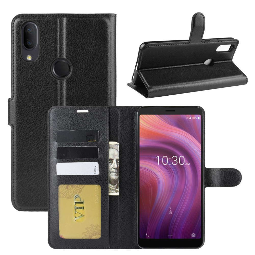 Leather Folio Wallet Case for Alcatel 3V 2019