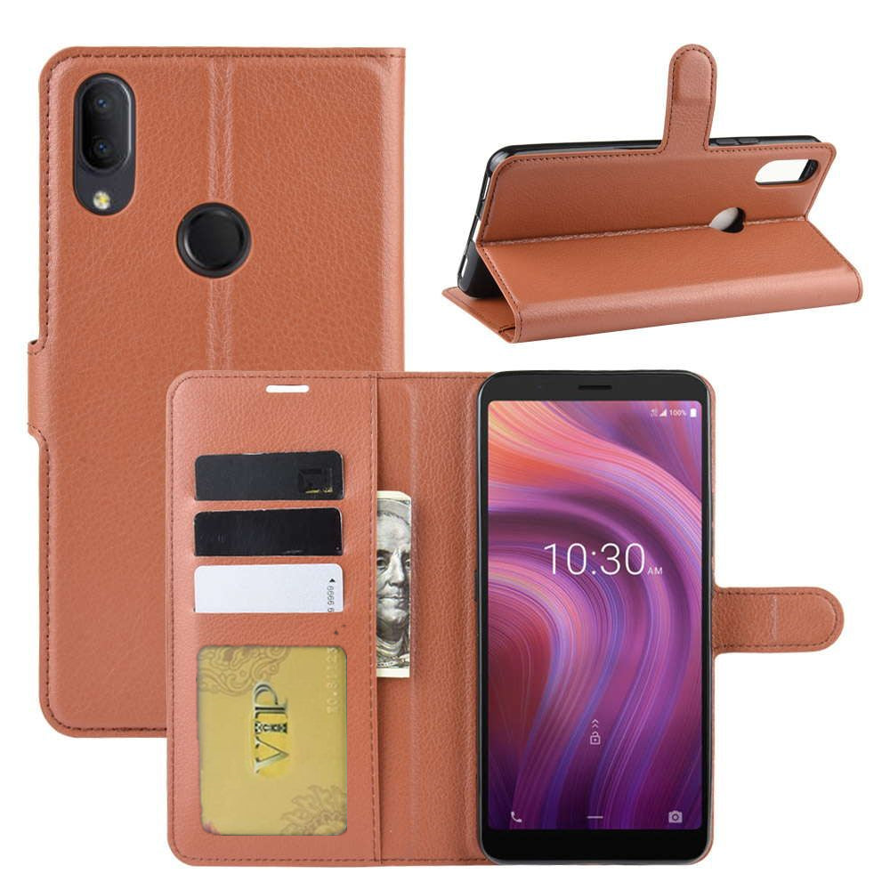 Leather Folio Wallet Case for Alcatel 3V 2019