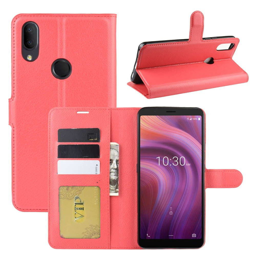 Leather Folio Wallet Case for Alcatel 3V 2019