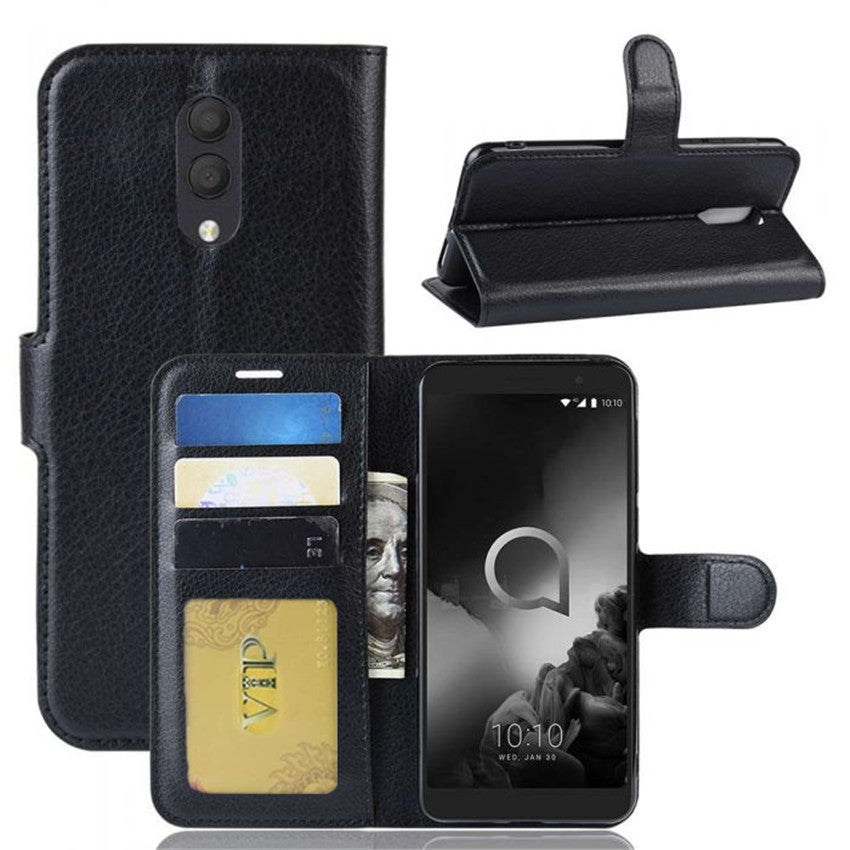 Leather Folio Wallet Case for Alcatel 1X 2019