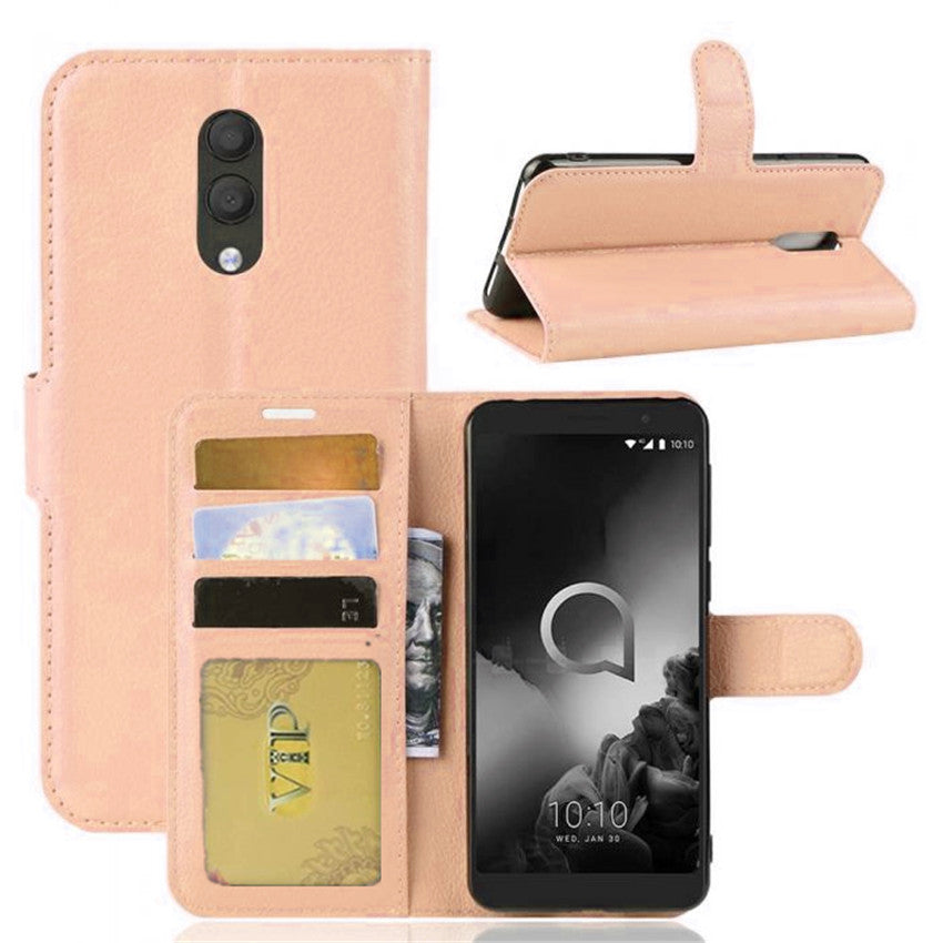 Leather Folio Wallet Case for Alcatel 1X 2019