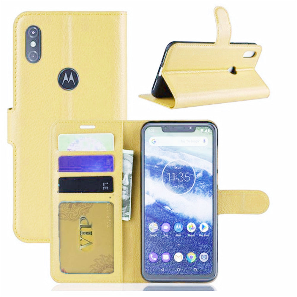 Leather Folio Wallet Case for Motorola Moto One Vision