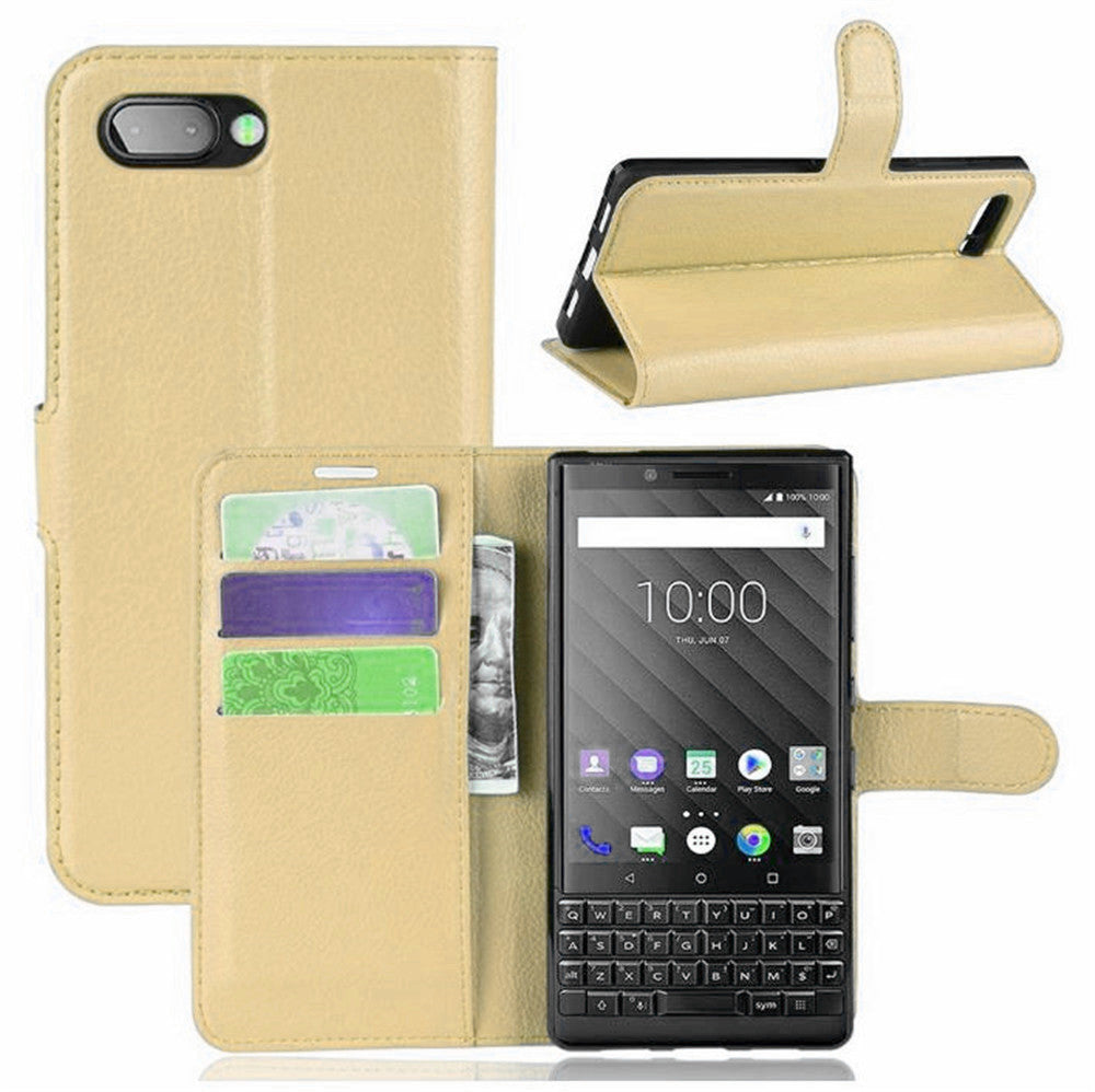 Leather Folio Wallet Case for Blackberry Key2 LE (Lite)