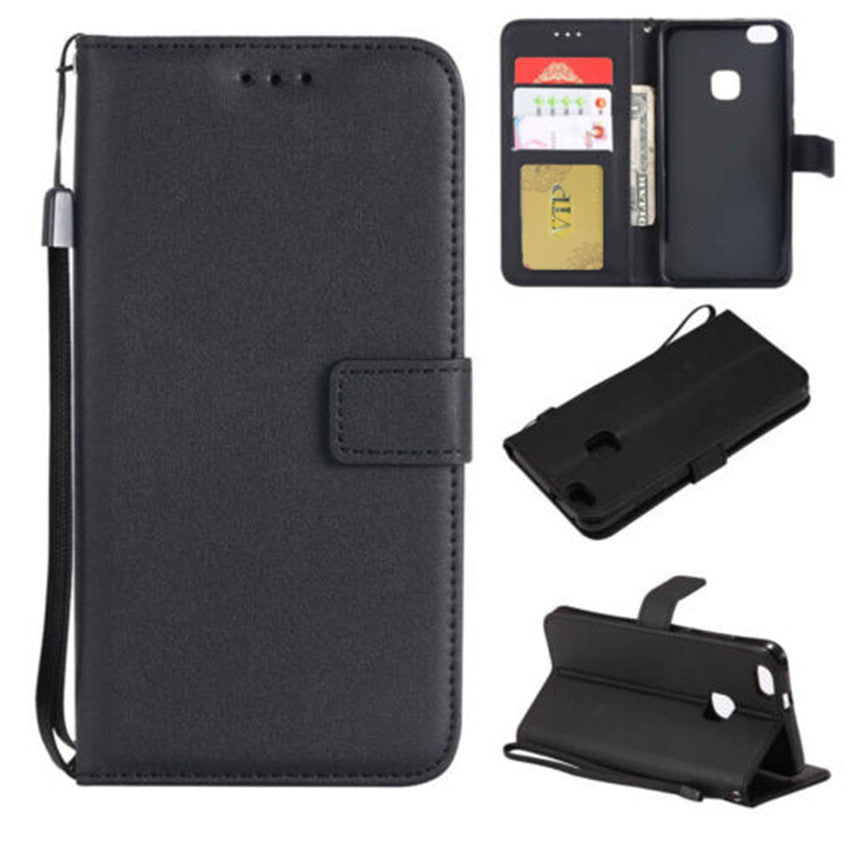 Leather Folio Wallet Case for Huawei P10 Lite