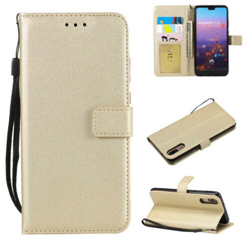 Leather Folio Wallet Case for Huawei P20