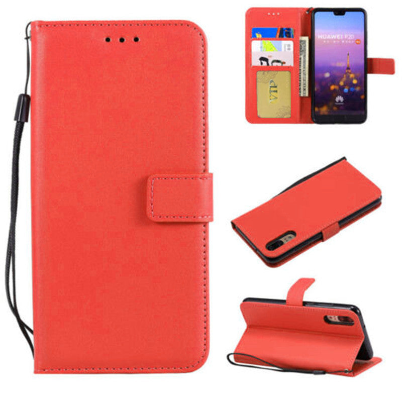 Leather Folio Wallet Case for Huawei P20