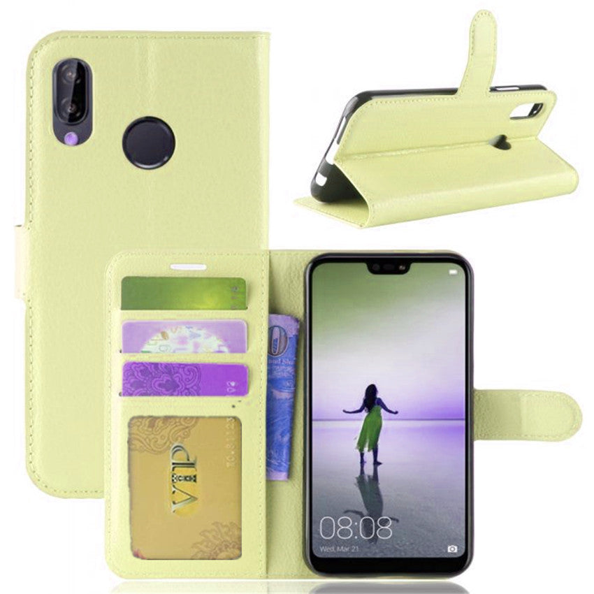 Leather Folio Wallet Case for Huawei P20 Lite