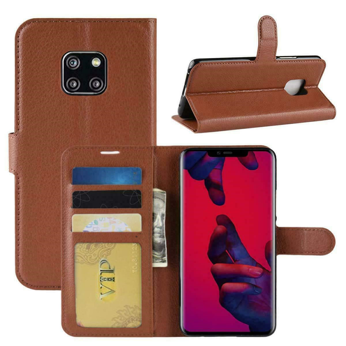 Leather Folio Wallet Case for Huawei Mate 20 Pro