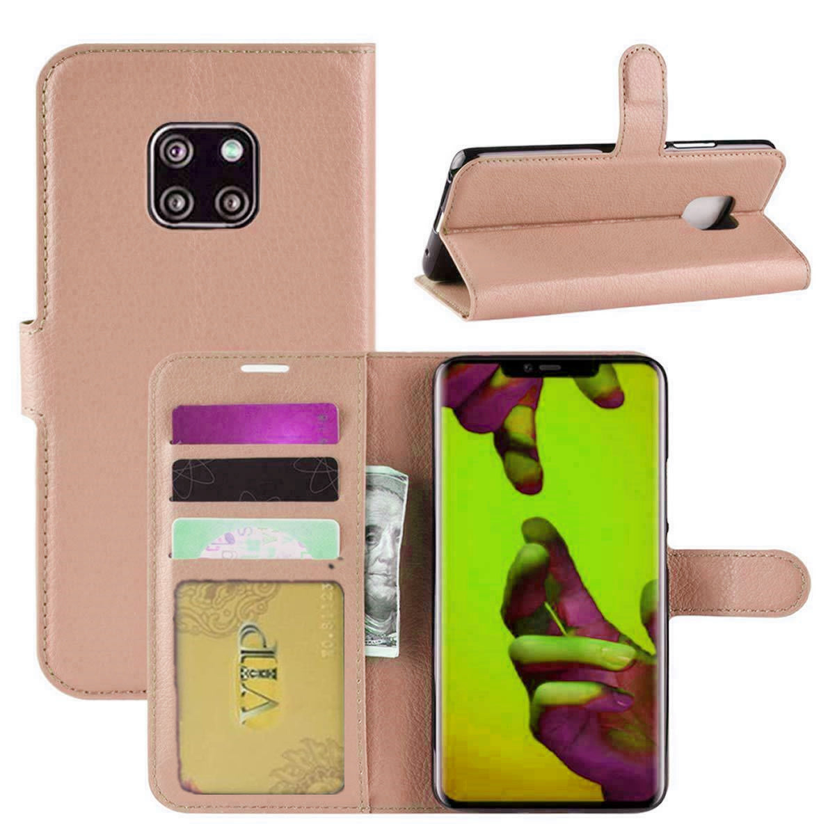 Leather Folio Wallet Case for Huawei Mate 20 Pro