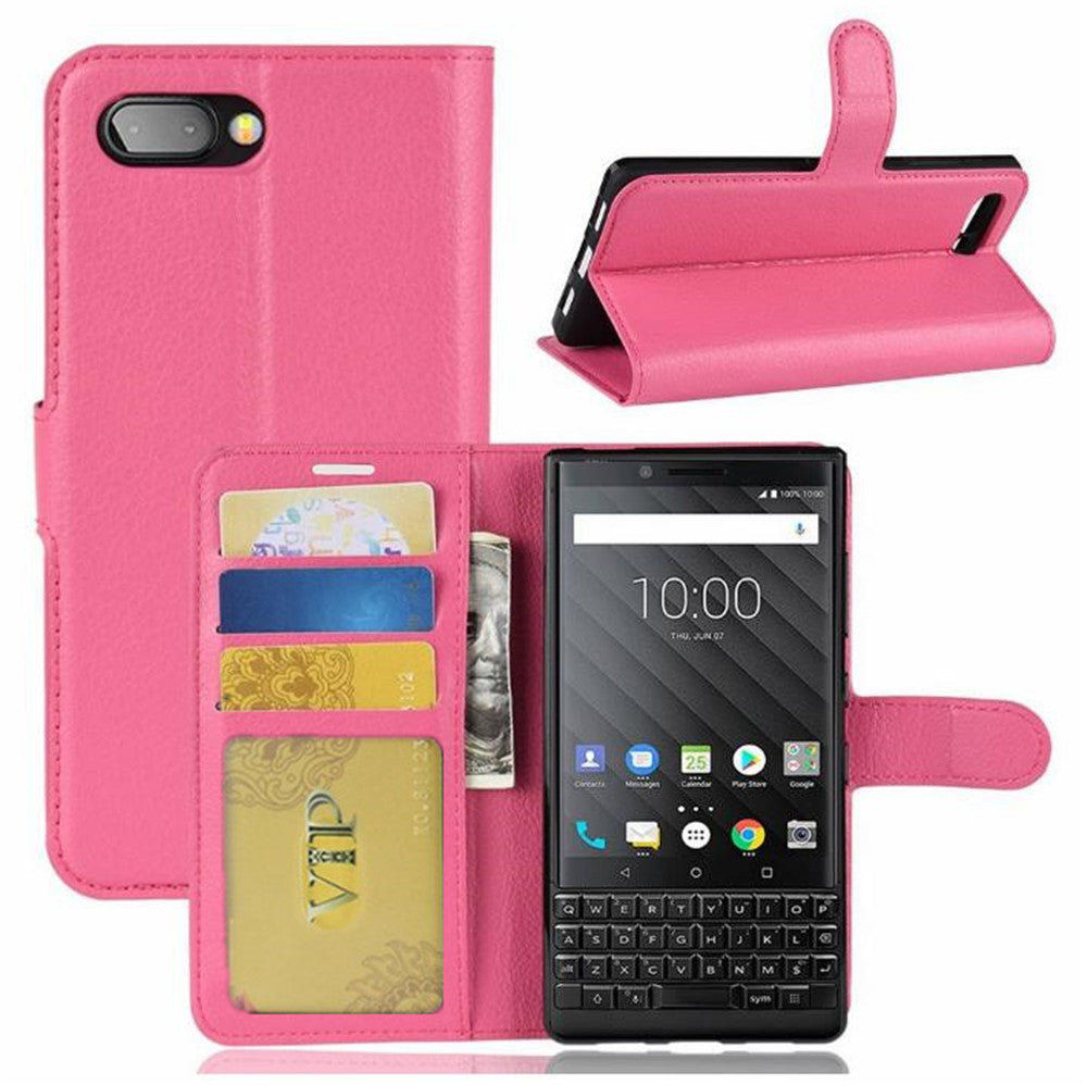 Leather Folio Wallet Case for Blackberry Key2 LE (Lite)