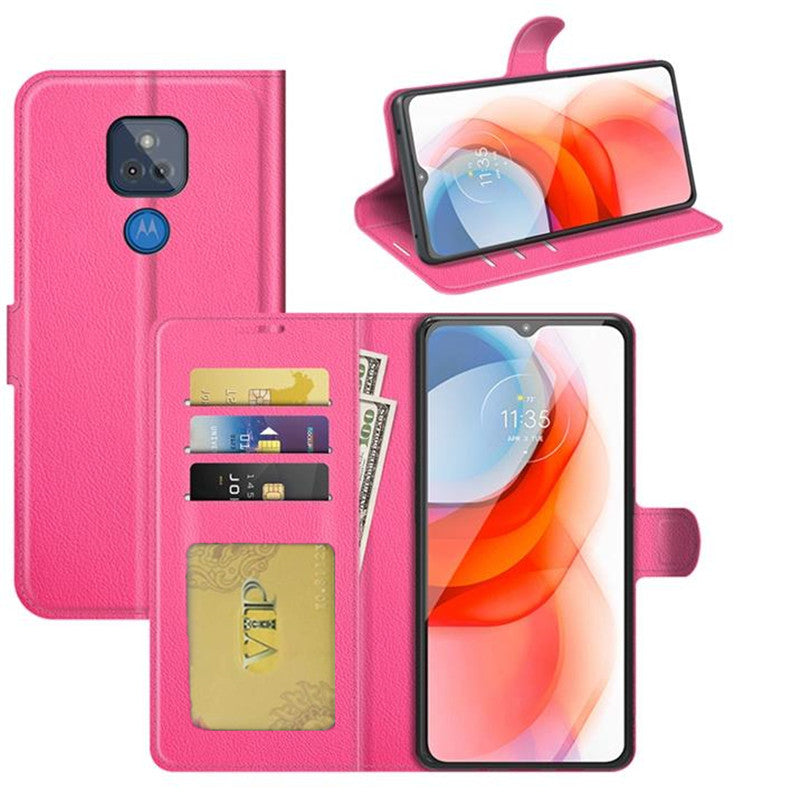 Étui portefeuille Folio en cuir pour Motorola Moto G Play (2021)