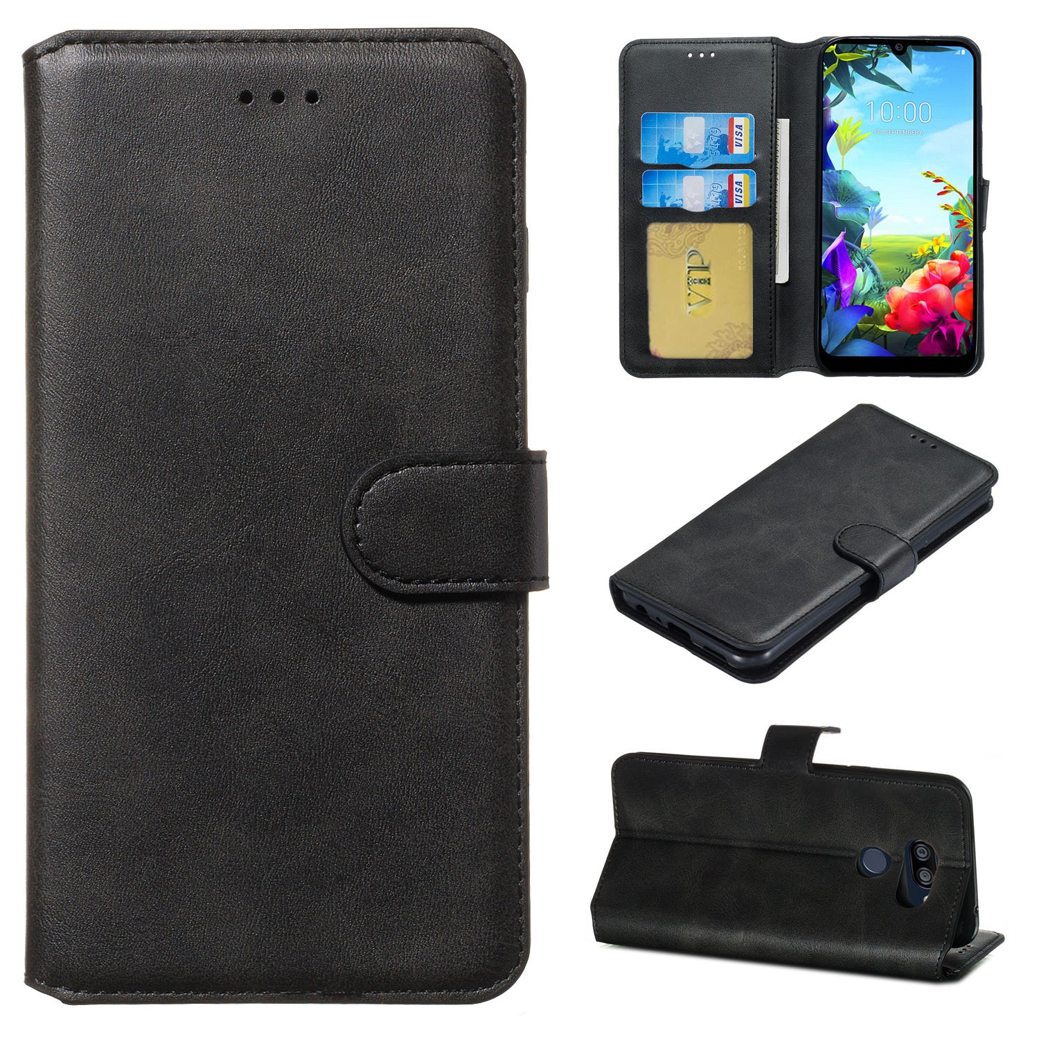 Leather Folio Wallet Case for LG Q60 / K50