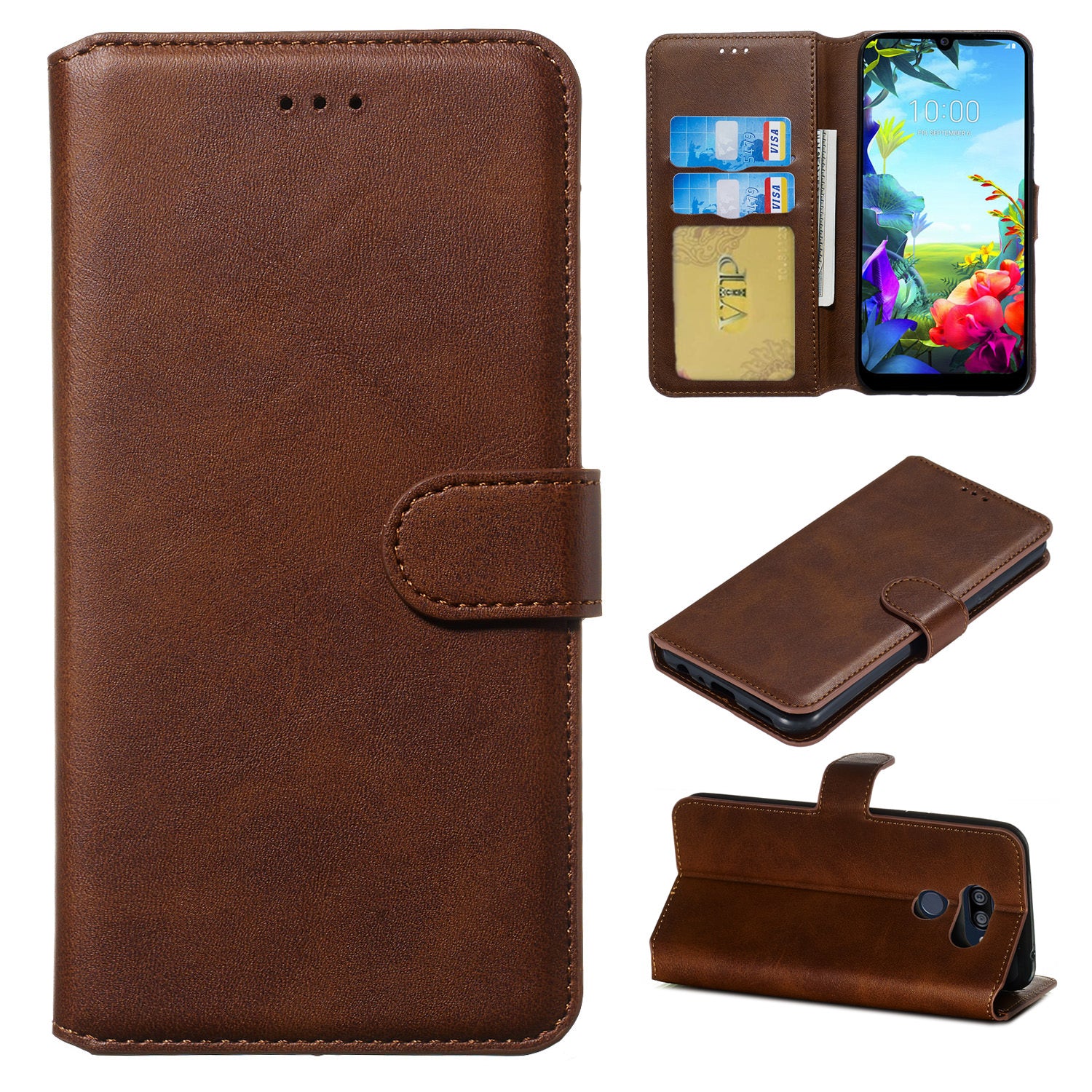 Étui portefeuille folio en cuir pour LG Q60 / K50