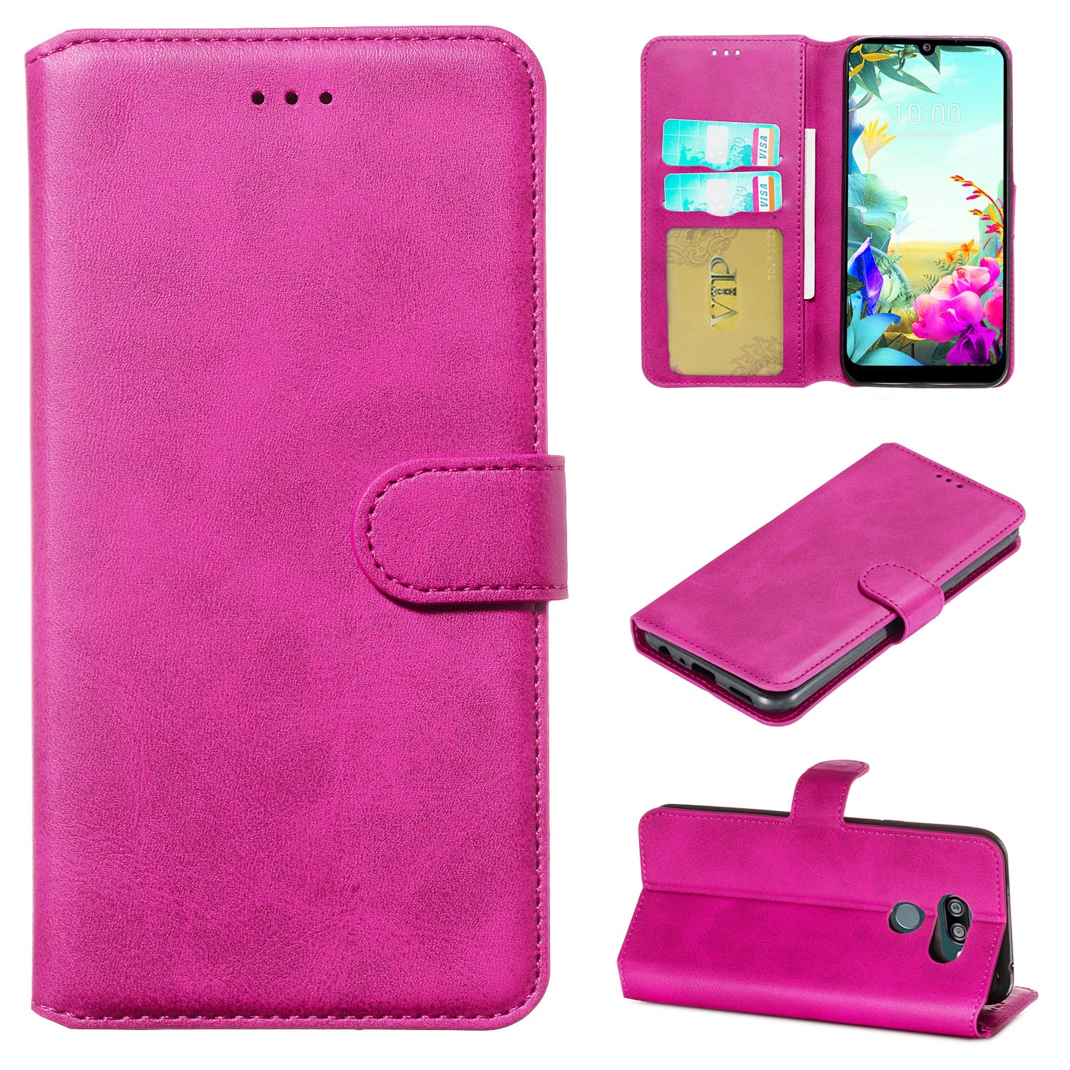 Leather Folio Wallet Case for LG Q60 / K50