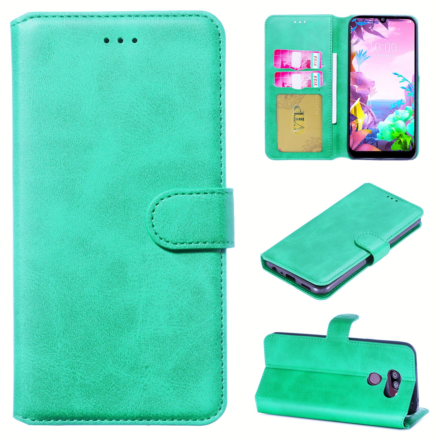 Leather Folio Wallet Case for LG Q60 / K50