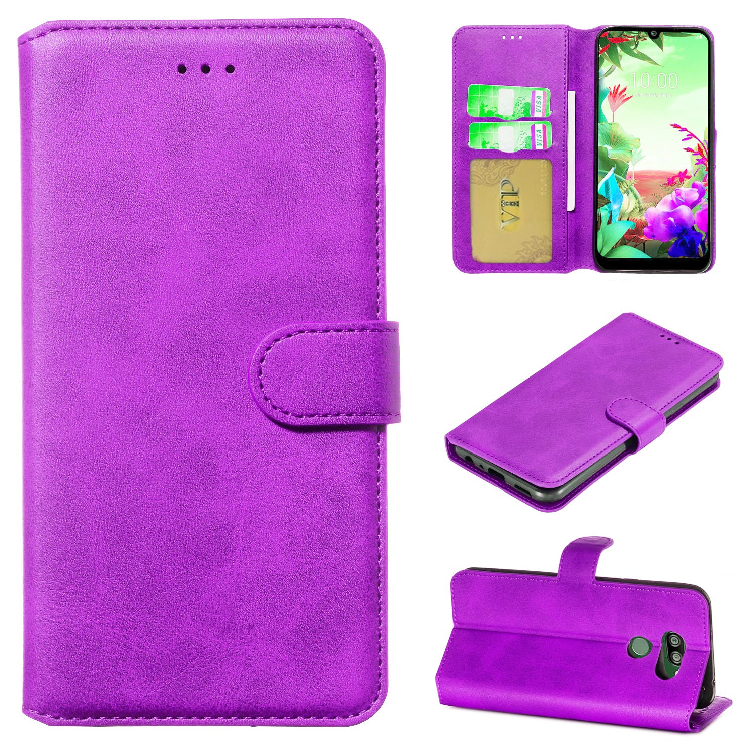 Leather Folio Wallet Case for LG Q60 / K50