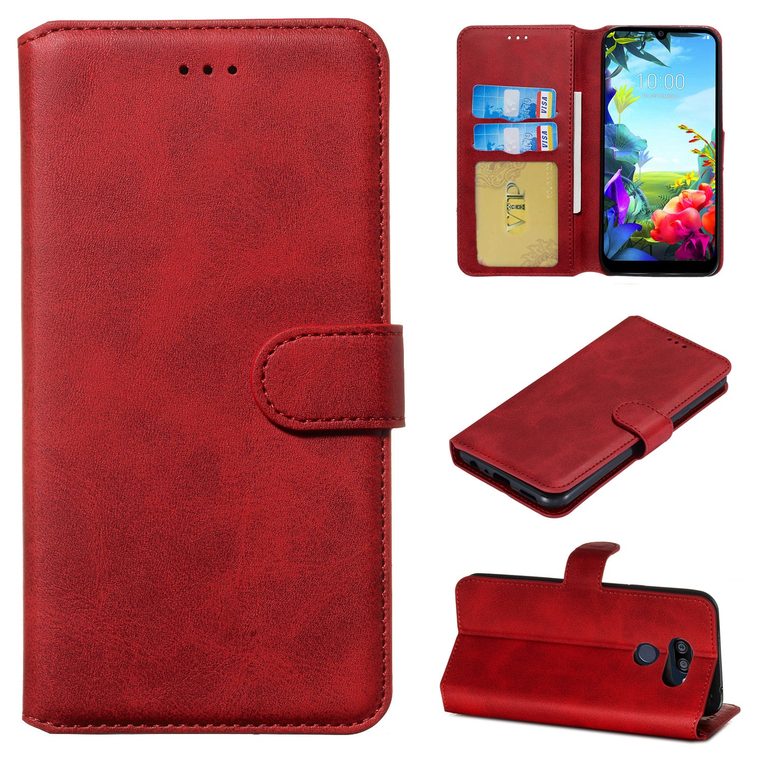 Leather Folio Wallet Case for LG Q60 / K50