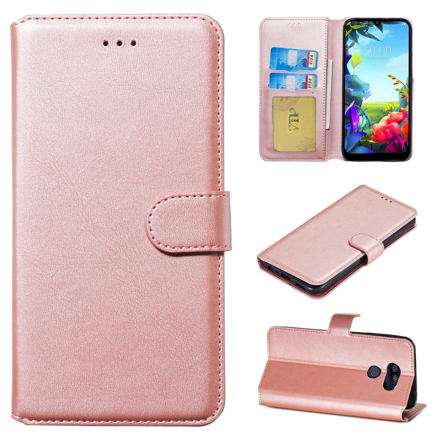 Leather Folio Wallet Case for LG Q60 / K50