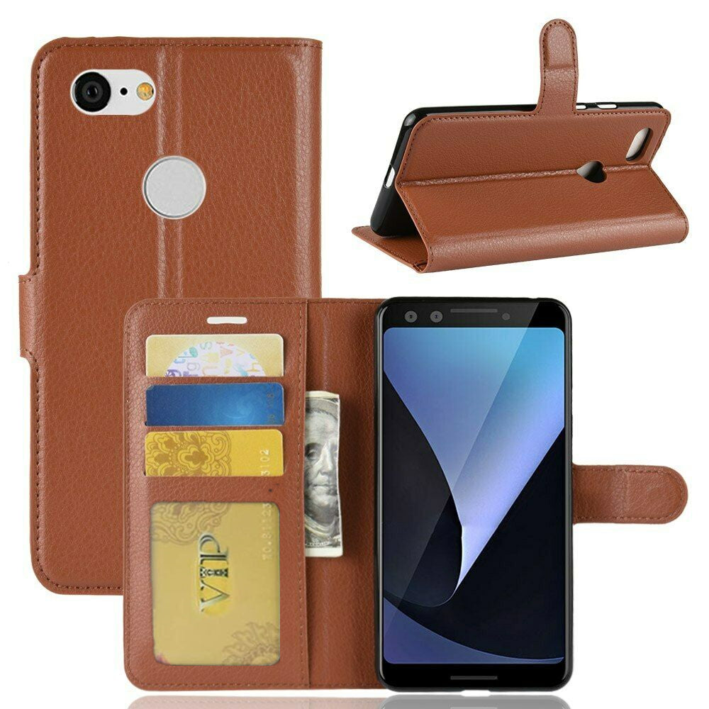 Leather Folio Wallet Case for Google Pixel 3a