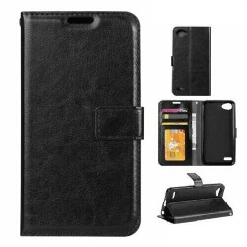 Leather Folio Wallet Case for LG Q6