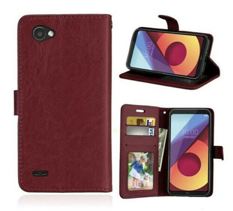 Leather Folio Wallet Case for LG Q6