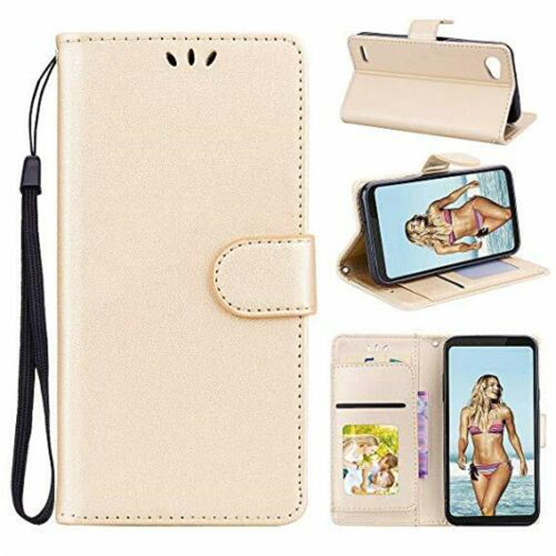 Leather Folio Wallet Case for LG Q6