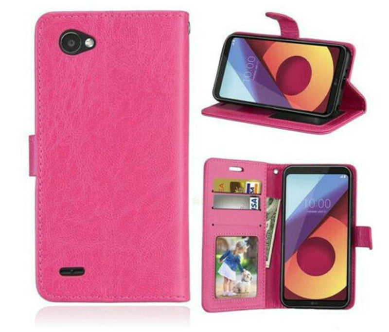 Leather Folio Wallet Case for LG Q6