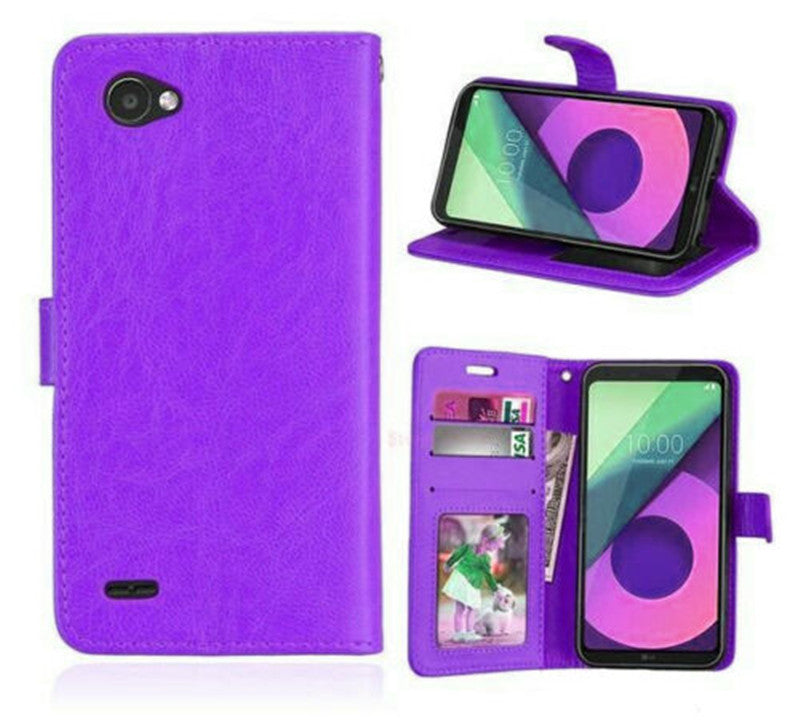 Leather Folio Wallet Case for LG Q6