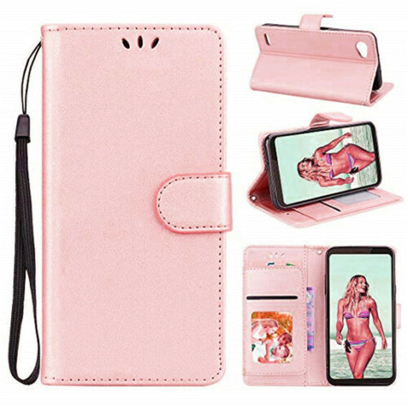 Leather Folio Wallet Case for LG Q6