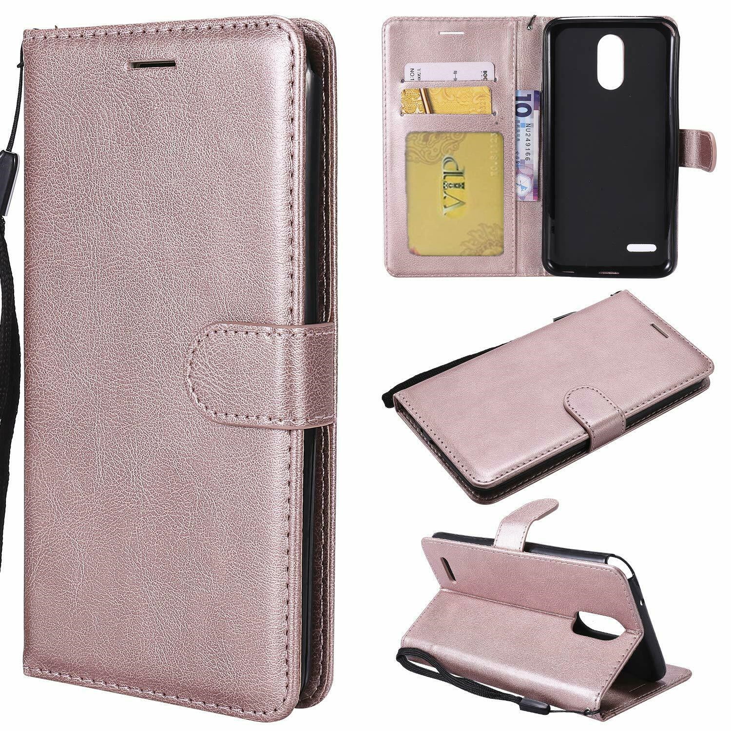 Leather Folio Wallet Case for LG Stylo 3 / Stylo 3 Plus