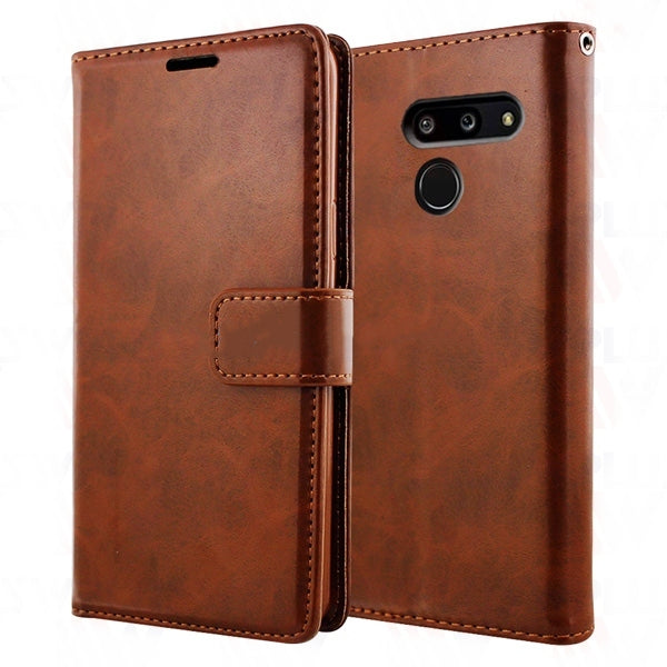 Leather Folio Wallet Case for LG Q70