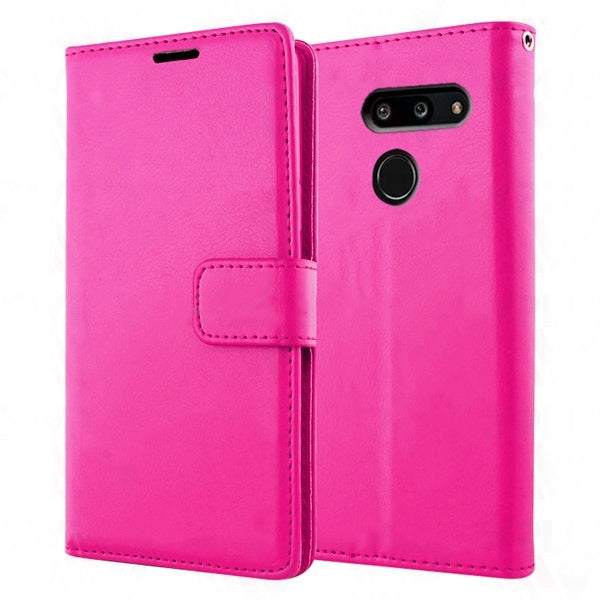 Leather Folio Wallet Case for LG Q70