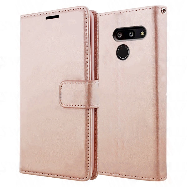 Leather Folio Wallet Case for LG Q70