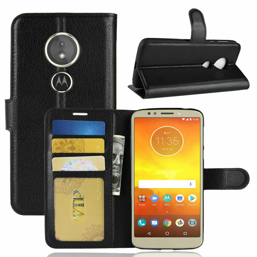 Leather Folio Wallet Case for Motorola Moto G6 Play