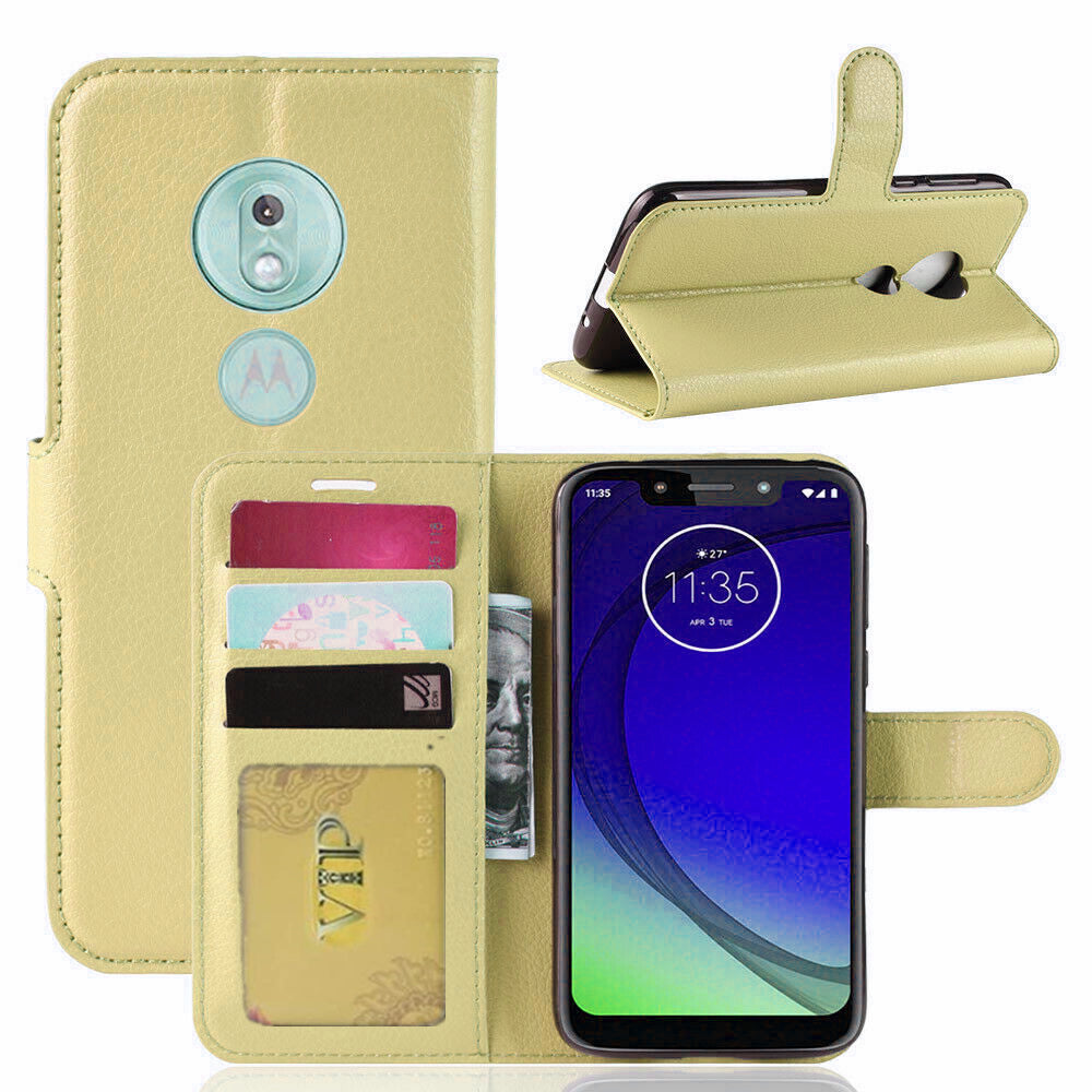 Leather Folio Wallet Case for Motorola Moto G7