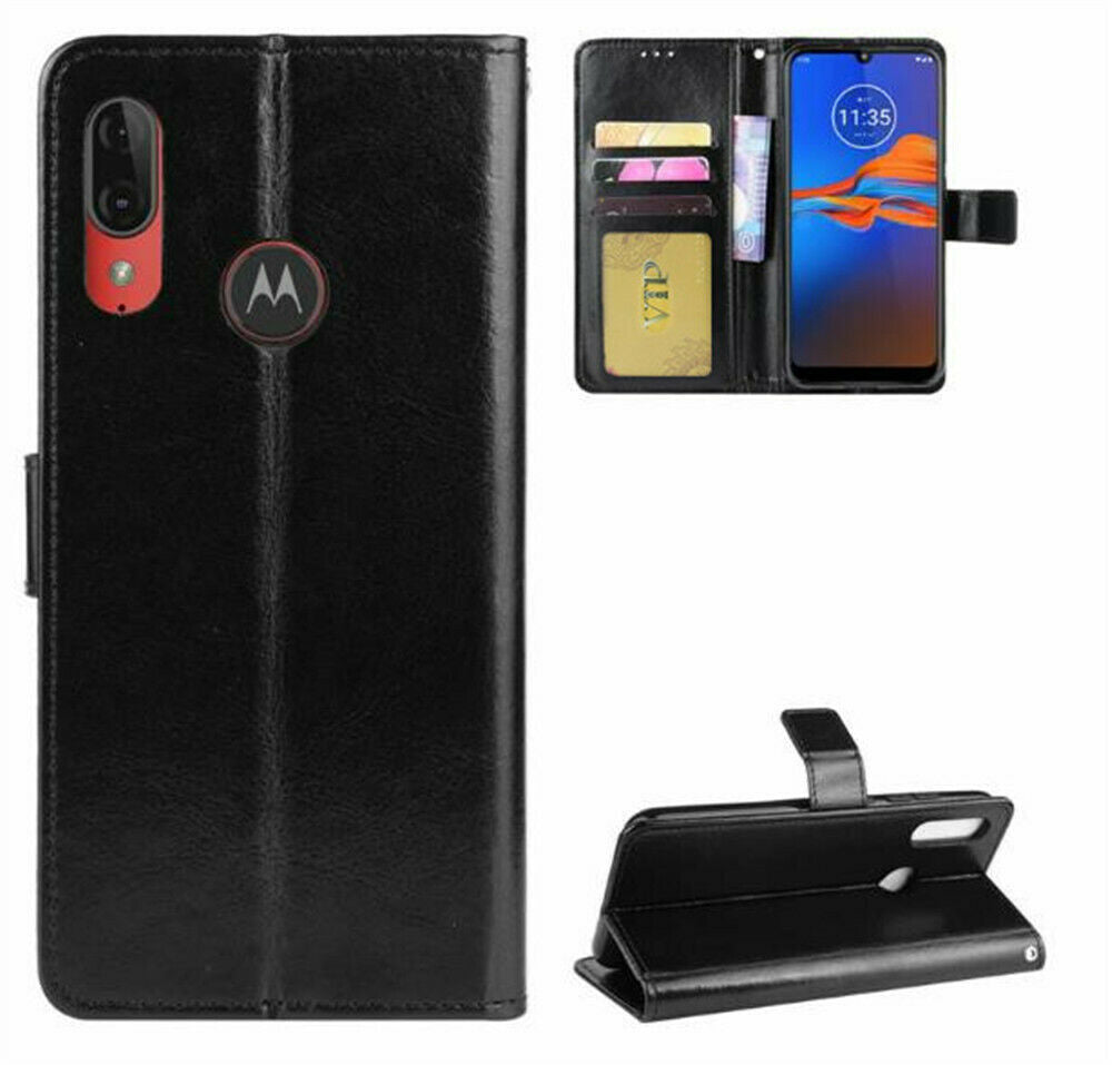 Étui portefeuille en cuir Folio pour Motorola Moto E6