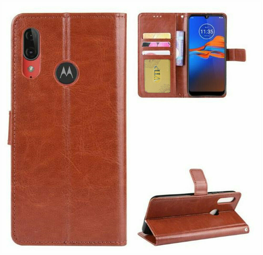 Leather Folio Wallet Case for Motorola Moto E6