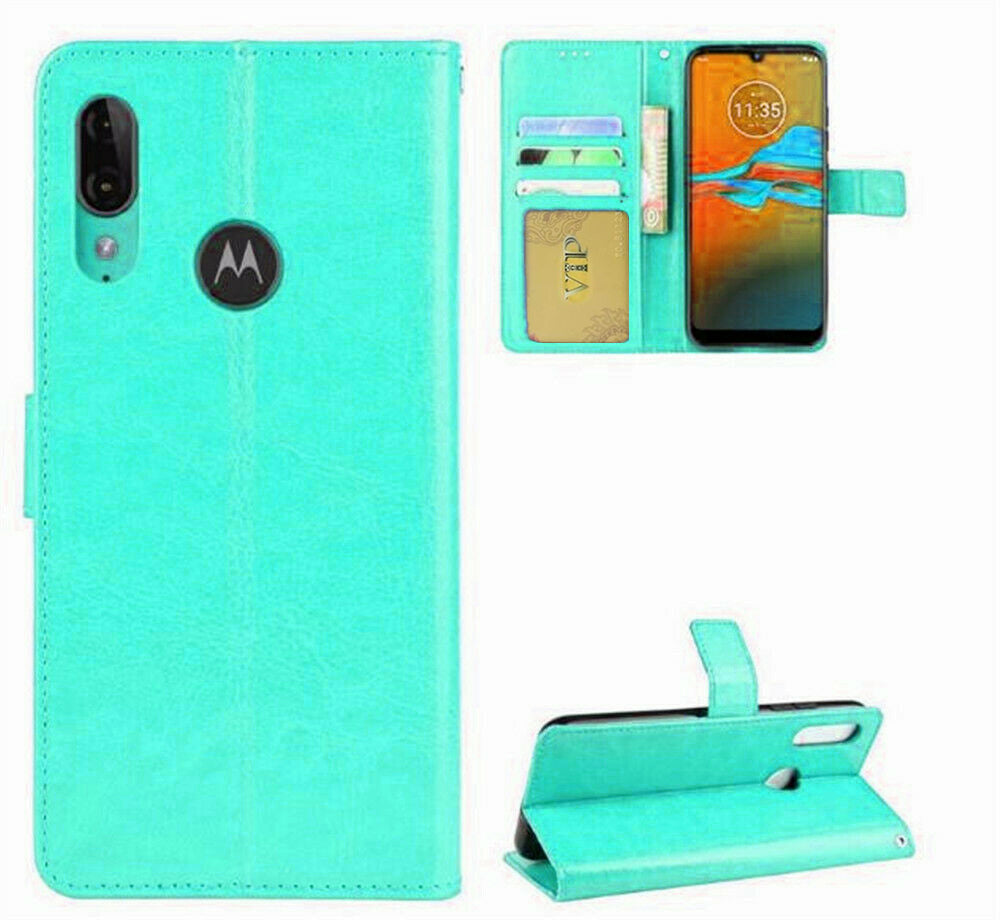 Leather Folio Wallet Case for Motorola Moto E6